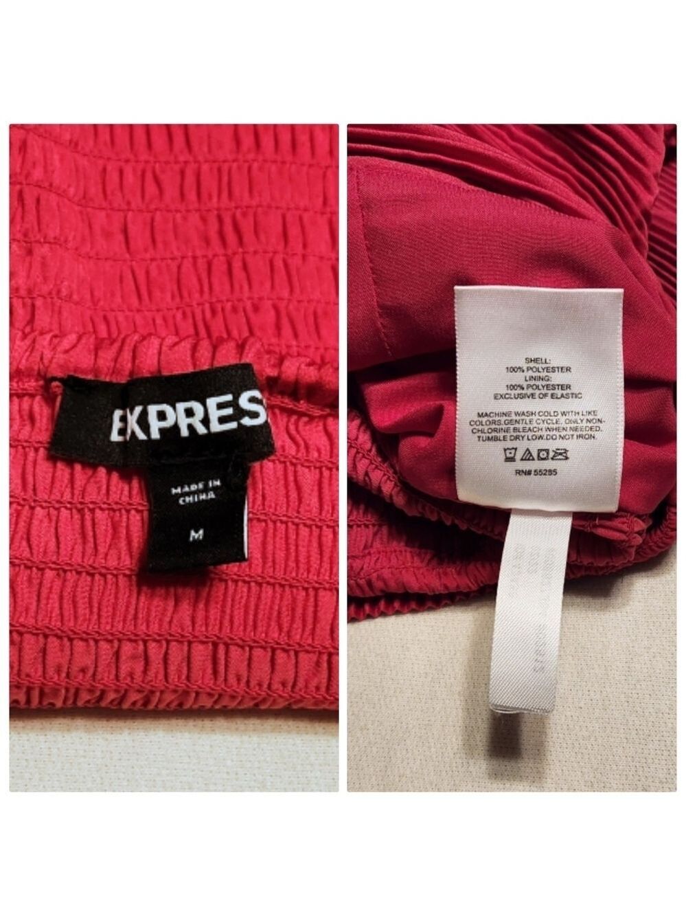 Express Hot Pink Pleated Flutter Sleeve Crop Top Medium - Picture 8 of 9
